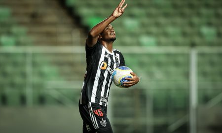 Alisson comemora gol marcado contra o Juventude na Arena Independência. Foto: Pedro Souza/Atlético-MG