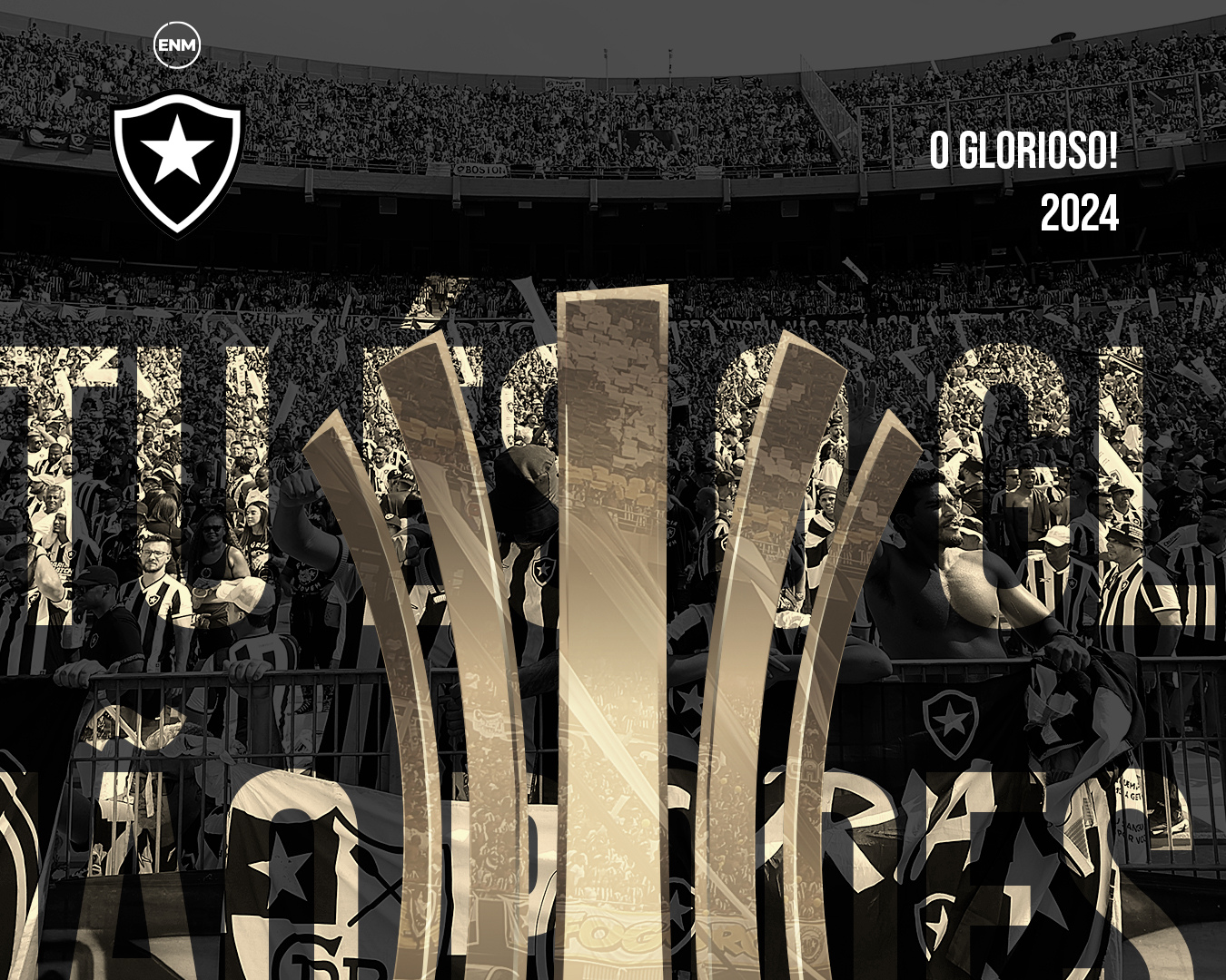 Botafogo campeão da Conmebol Libertadores 2024 (Foto: Arte Lucas Soares/ENM sobre imagem de Vitor Silva/Botafogo)