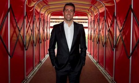 Edu Gaspar no Emirates. (Foto:Divulgação/Arsenal)