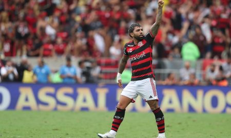 Gabigol comemora gol do Flamengo na final (Wagner Meier/Getty Images)