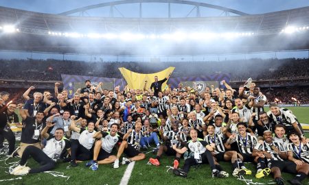 Botafogo comemorando. (Foto: Vitor Silva/Botafogo)