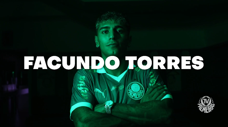 Facundo Torres, novo reforço do Palmeiras. (Foto: reprodução/tv palmeiras)