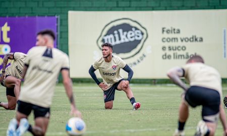 Jogadores treinam antes do duelo contra o Fortaleza Foto: Victor Ferreira/EC Vitória