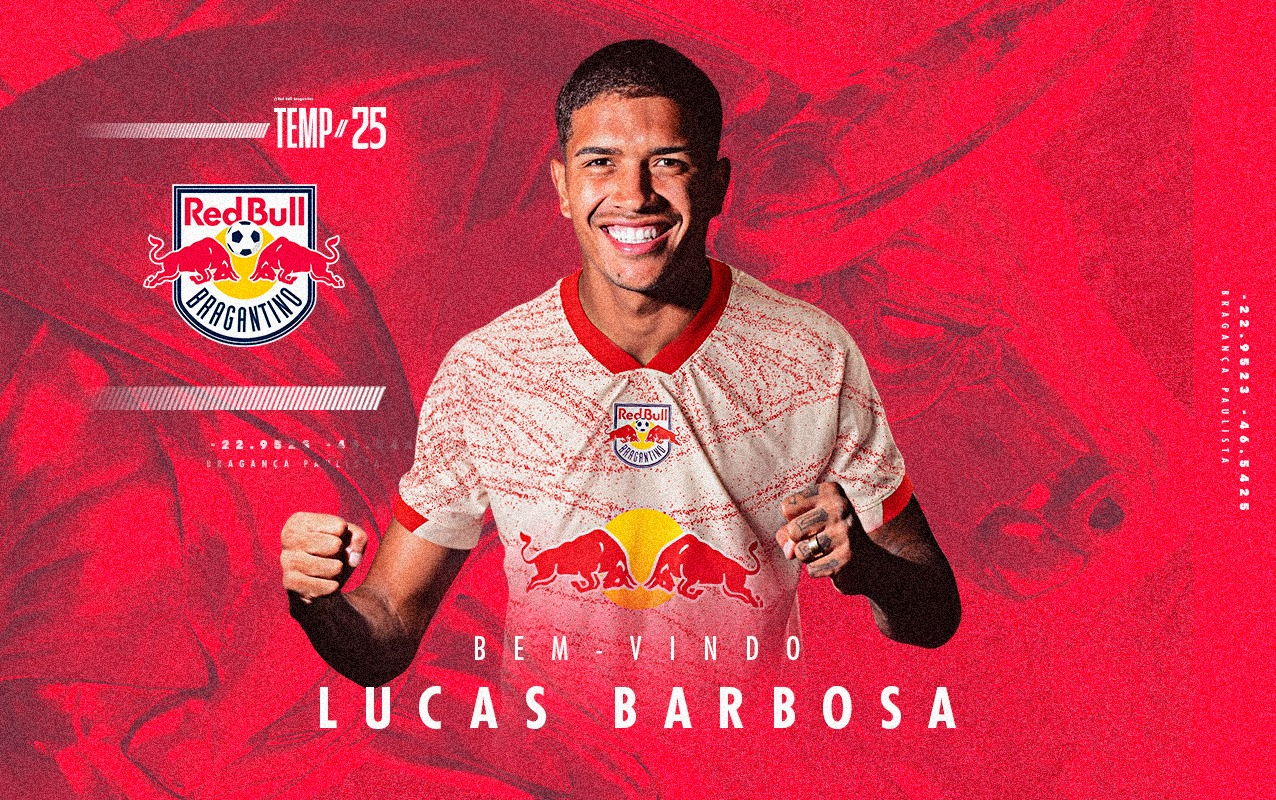 Lucas Barbosa é anunciado como novo reforço do Red Bull Bragantino. (Foto: Divulgação/Red Bull Bragantino)