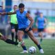 Grêmio em campo, no segundo jogo-treino da pré temporada de 2025. (Foto: Lucas Uebel/GFBPA)