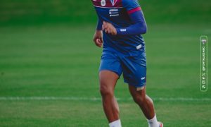 Bruno Pacheco em treino pelo Fortaleza. (Foto: Viktor Araújo/FEC)