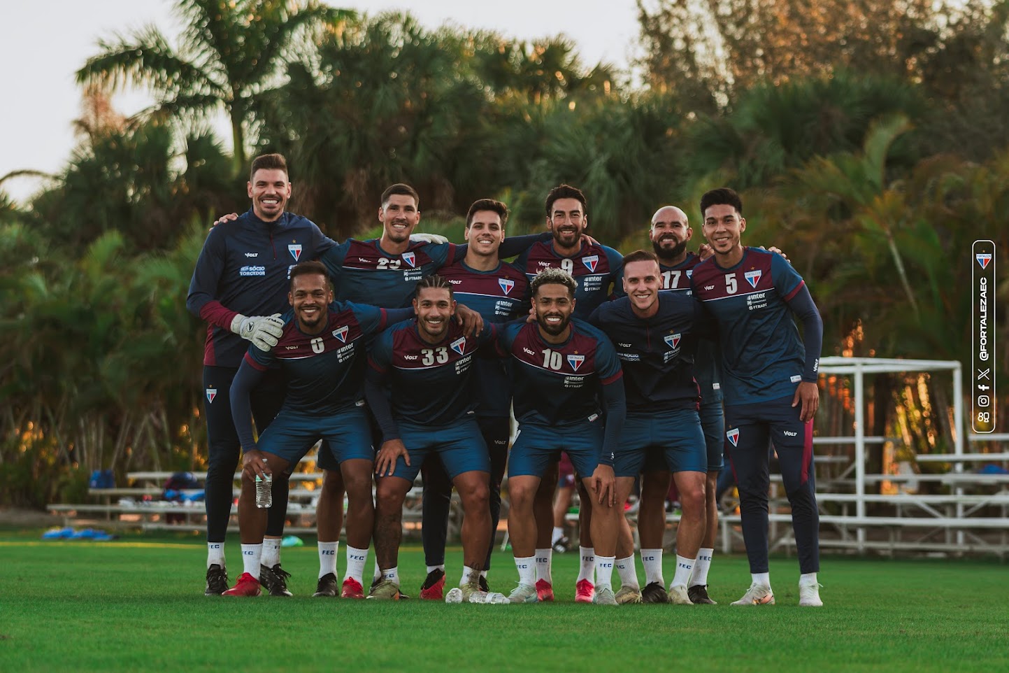 Elenco do Fortaleza em preparação para a temporada. (Foto: Matheus Amorim/FEC)