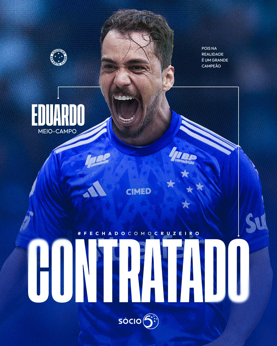 Cruzeiro anuncia a contratação do meio-campista Eduardo, ex-Botafogo. Foto: Divulgação/Cruzeiro