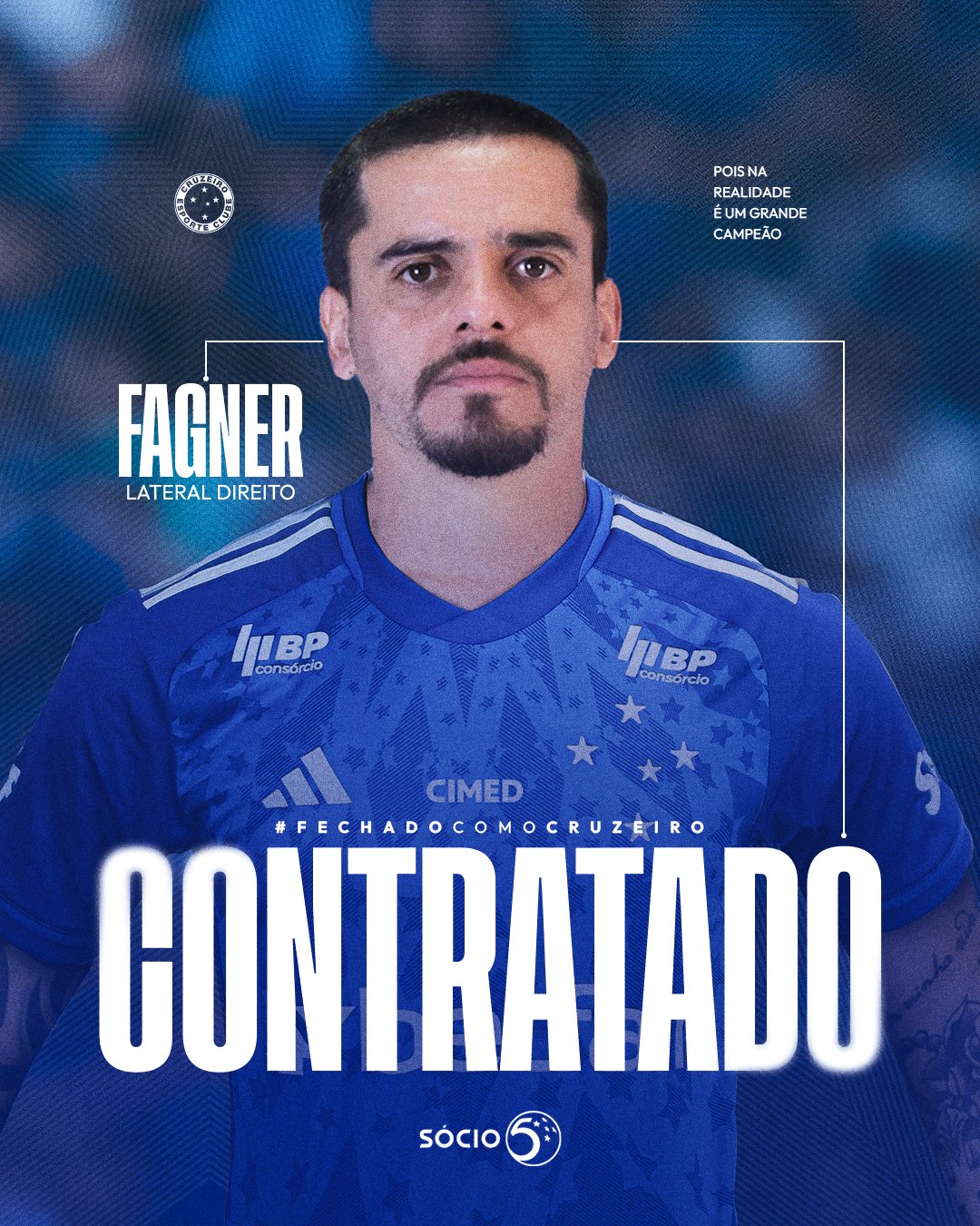 Cruzeiro anuncia a contratação do lateral-direito Fagner, ex-Corinthians. Foto: Divulgação/Cruzeiro