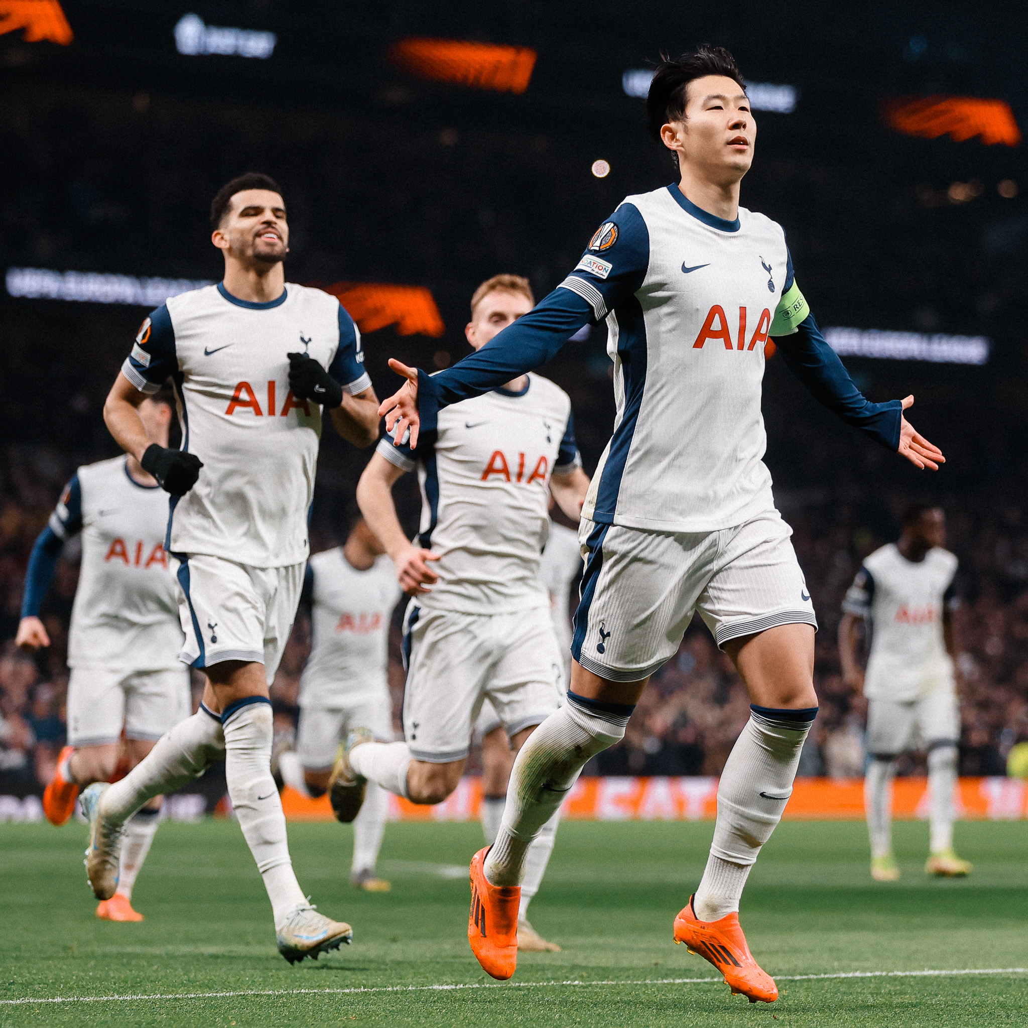 Son comemorando seu gol contra a Roma. (Foto:Divulgação/Tottenham Hotspur)