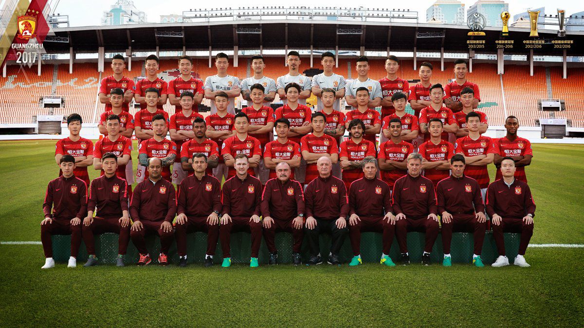 Time do Guangzhou. (Foto:Divulgação/Guangzhou FC)