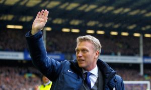 LIVERPOOL, ENGLAND - MAY 12: Manager David Moyes of Everton waves to the home fans before the Barclays Premier League match between Everton and West Ham United at Goodison Park on May 12, 2013 in Liverpool, England. (Photo by Paul Thomas/Getty Images)