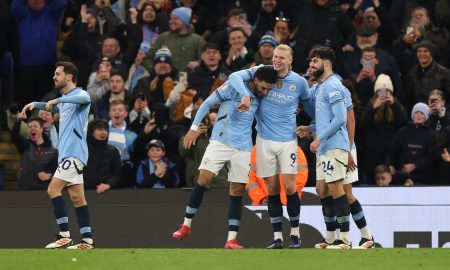 Haaland comemorando. (Foto:Carl Recine/Getty Images)