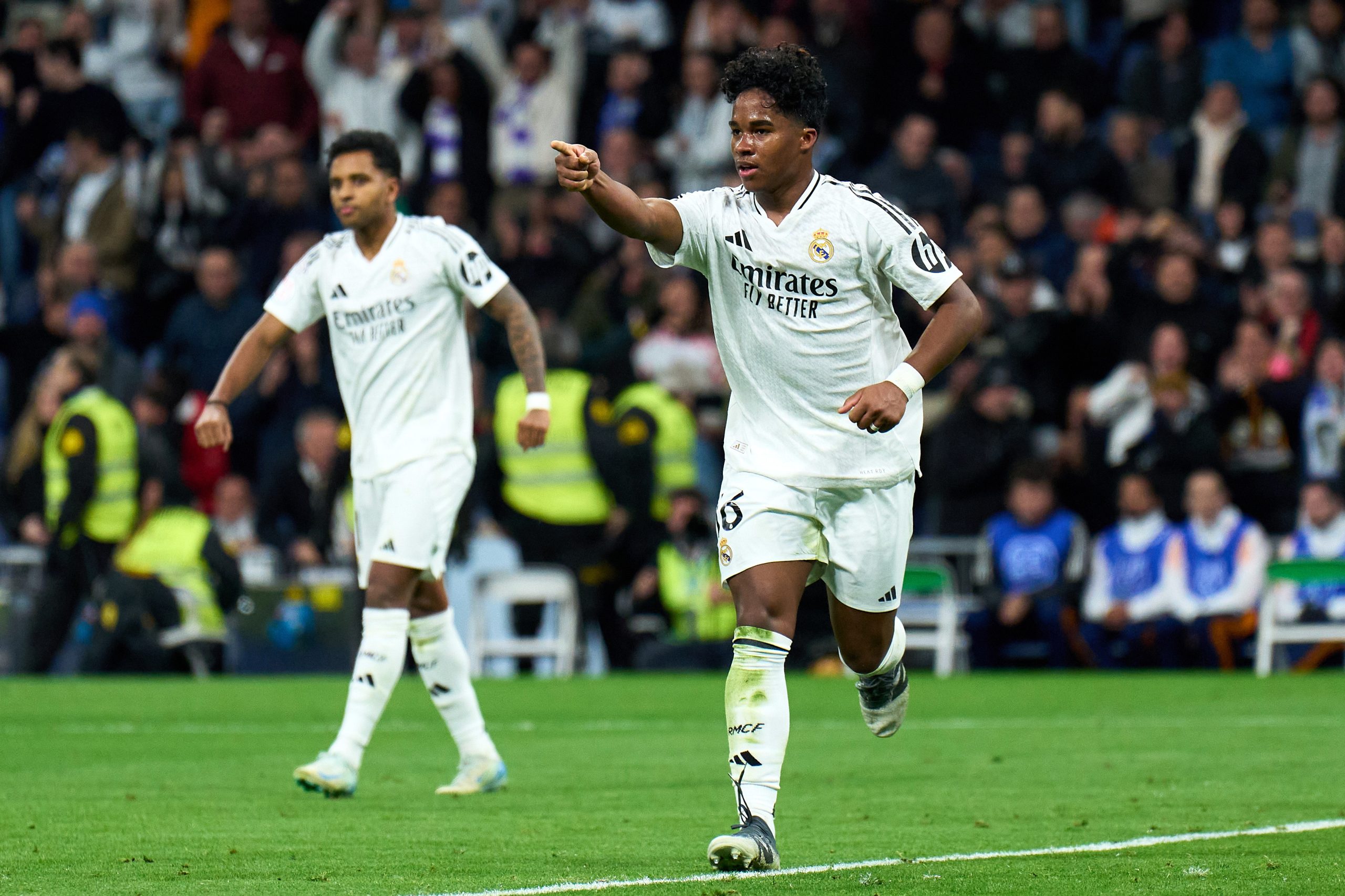 Endrick comemorando o gol contra o Celta. (Foto:Angel Martinez/Getty Images)