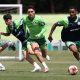 Eduard Atuesta durante treino na Academia de Futebol. (Foto: Divulgação/Palmeiras).