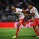 Matheus Fernandes e Andres Hurtado, jogadores do Red Bull Bragantino. (Foto: Ari Ferreira/Red Bull Bragantino)