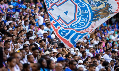 Torcida do Bahia presente na Casa de Apostas Arena Fonte Nova. (Foto: Letícia Martins/ECB)