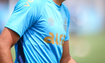 Grêmio estreia nova linha de uniformes de treino. (Foto: Lucas Uebel/GFBPA)