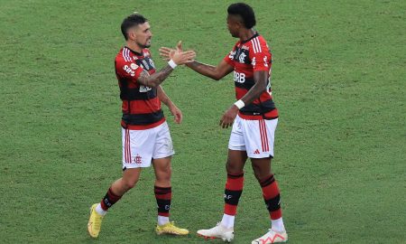 Arrascaeta e Bruno Henrique são os maaiores campeões do Flamengo. Photo by Buda Mendes/Getty Images