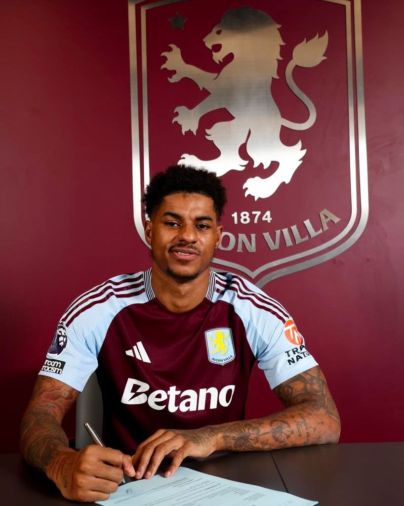 Rashford anunciado no Aston Villa. (Foto: Reprodução / Aston Villa)