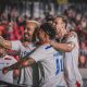 Elenco do Fortaleza comemora o gol. (Foto: Mateus Lotif/FEC)