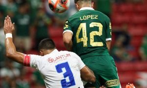 Flaco López faz golaço em empate do Palmeiras contra o Água Santa. (Foto: Cesar Greco/Palmeiras)