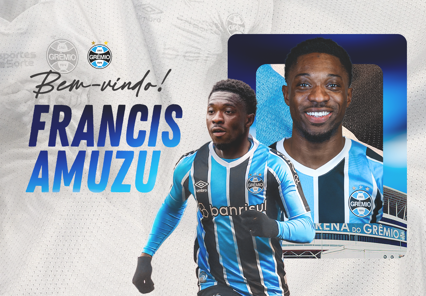 Grêmio anuncia Francis Amuzu. (Foto: Reprodução/GFBPA)