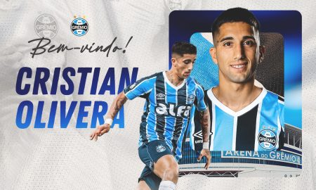 Grêmio anuncia a contratação de Cristian Olivera. (Foto: Reprodução/GFBPA)