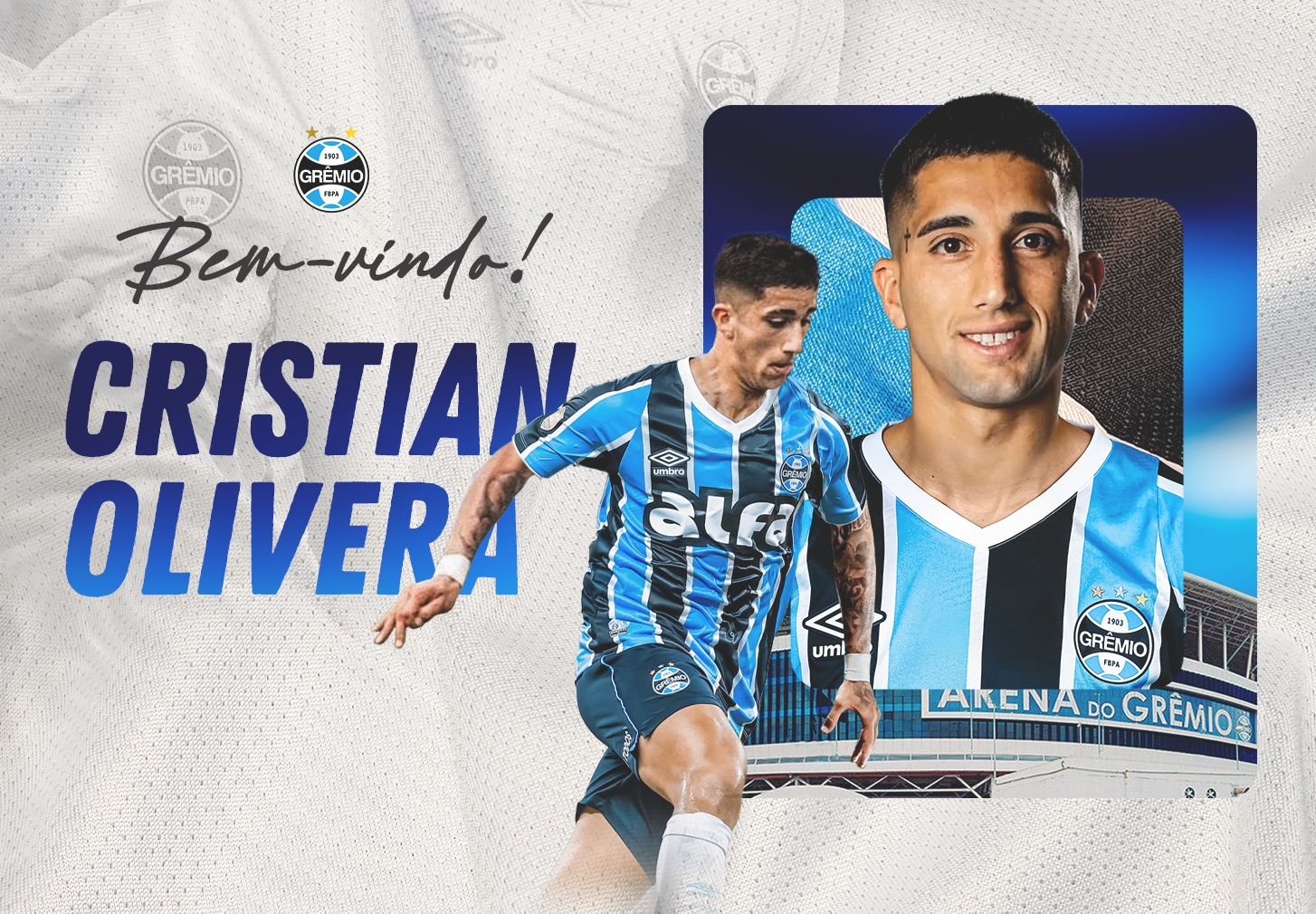 Grêmio anuncia a contratação de Cristian Olivera. (Foto: Reprodução/GFBPA)