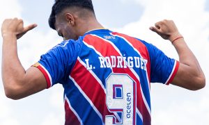 Lucho Rodríguez com a camisa 9 do Bahia. (Foto: Letícia Martins/ECB)