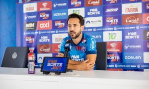 Everton Ribeiro em coletiva pelo Bahia. (Foto: Letícia Martins/ECB)