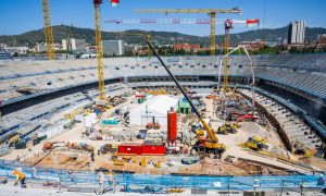 Camp Nou em construção. (Foto: Divulgação/FC Barcelona)