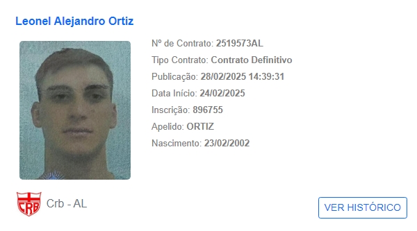 Leonel Ortiz aparece no BID da CBF. (Foto: Reprodução)