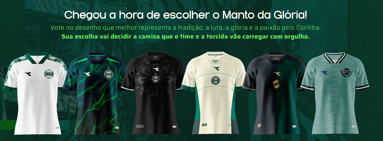 As seis camisas finalistas do concurso ''Manto da Glória''. (Foto: Reprodução)